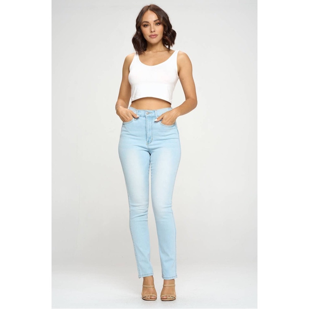 High Waisted Skinny Jeans Light Blue